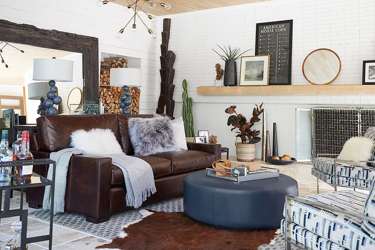 Living room scene featuring Mason sofa with track arms